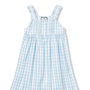Petit Plume Girl's Twill Charlotte Nightgown in Light Blue Gingham Size 2 NWT